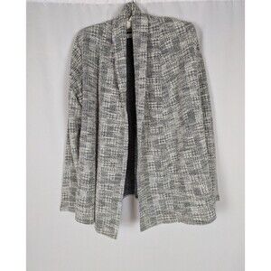 Van Heusen Cardigan M Women's Black White Heathered Long Sleeve Open Front